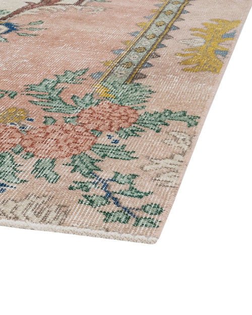 Handmade Wool Rug - Vintage Pink Medallion 5x8 Cotton Blend Area Carpet