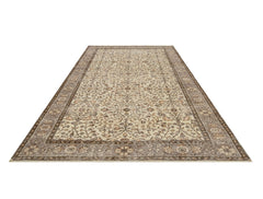 Handmade Wool Rug - Vintage Grey Frame Cotton Blend Carpet 5'4" x 8'11"