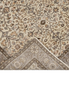 Handmade Wool Rug - Vintage Grey Frame Cotton Blend Carpet 5'4" x 8'11"