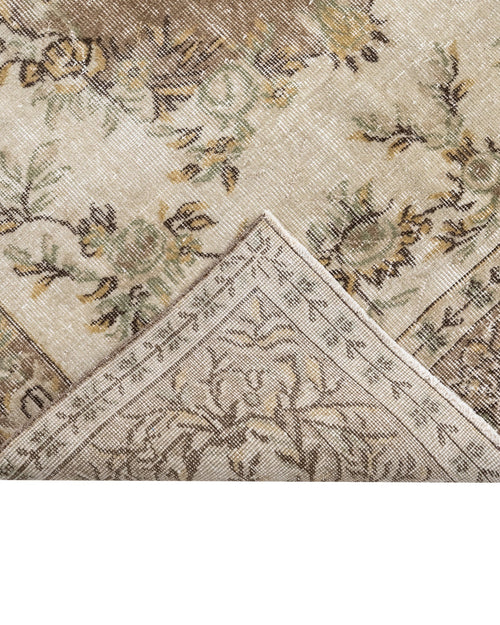 Handmade Wool Cotton Rug – Vintage Brown Medallion Carpet 5'3" x 8'11"