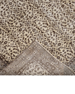 Handmade Wool Rug – Vintage Grey Frame Cotton Wool Blend Area Carpet 5'2" x 8'10"