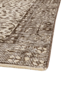 Handmade Wool Rug – Vintage Grey Frame Cotton Wool Blend Area Carpet 5'2" x 8'10"