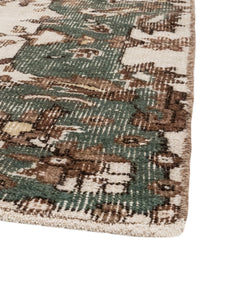 Handmade Wool Cotton Rug – Vintage Green Medallion Carpet 5x9 Area Durable Handwoven