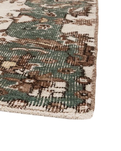 Handmade Wool Cotton Rug – Vintage Green Medallion Carpet 5x9 Area Durable Handwoven