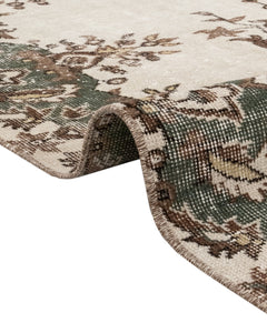 Handmade Wool Cotton Rug – Vintage Green Medallion Carpet 5x9 Area Durable Handwoven