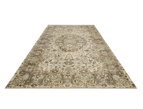 Handmade Wool Rug - Vintage Brown Medallion 5'4" x 9'5" Cotton Blend Area Rug