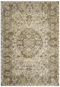 Handmade Wool Rug - Vintage Brown Medallion 5'4" x 9'5" Cotton Blend Area Rug