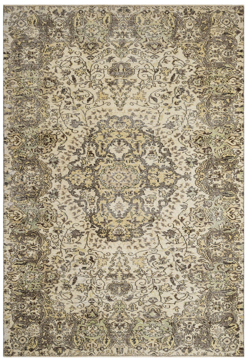 Handmade Wool Rug - Vintage Brown Medallion 5'4" x 9'5" Cotton Blend Area Rug