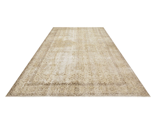 Handmade Wool Cotton Rug - Vintage Beige Frame Carpet 5'7" x 8'10" for Living Room