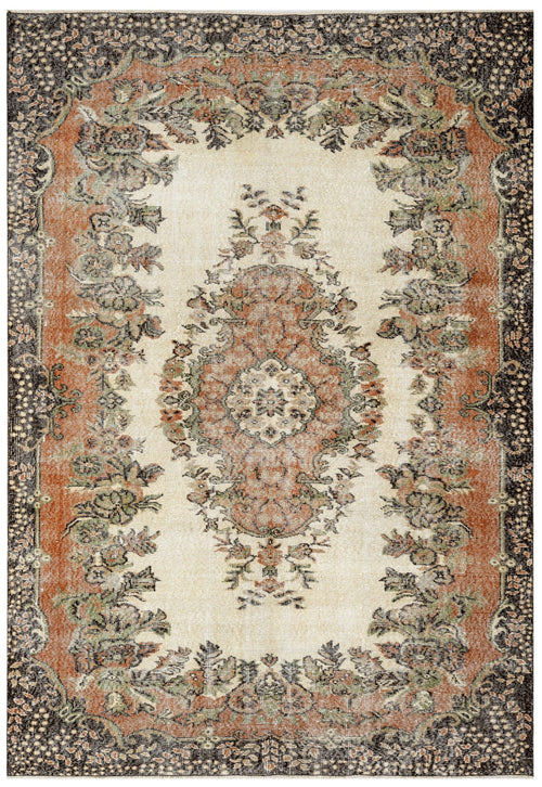 Handmade Wool Rug - Vintage Red Medallion 5'8" x 10'2" Cotton Wool Blend Carpet