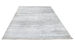 Modern Area Rug – Grey Machine Made Rug with Fringed Edges for Living Room