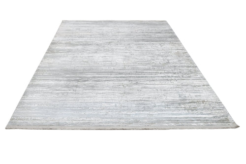 Modern Area Rug – Grey Machine Made Rug with Fringed Edges for Living Room