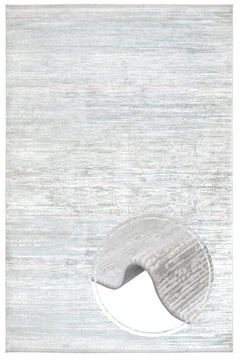 Modern Area Rug – Grey Machine Made Rug with Fringed Edges for Living Room