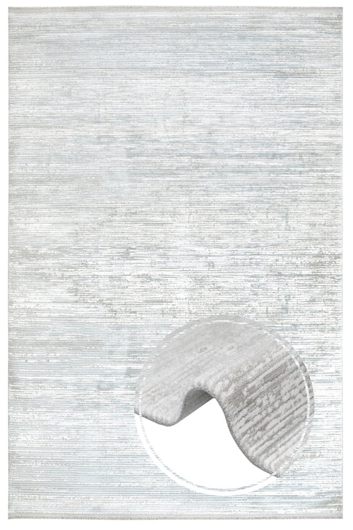 Modern Area Rug – Grey Machine Made Rug with Fringed Edges for Living Room