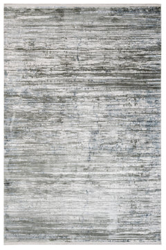 Modern Grey Area Rug – Machine Made Rug With Fringed Edge, Acrylic Carpet
