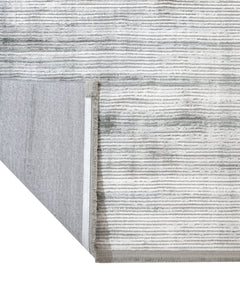 Modern Area Rug – Ornamental Grey Machine Made Acrylic Floor Covering with Fringed Edge