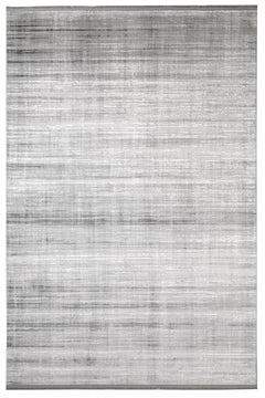 Modern Area Rug – Ornamental Grey Machine Made Acrylic Floor Covering with Fringed Edge