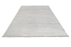 Grey Flat Area Rug - Machine Made Acrylic Rug With Fringed Edges, Non Slip Carpet