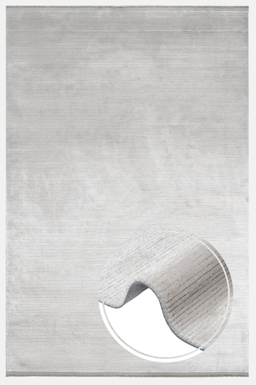 Grey Flat Area Rug - Machine Made Acrylic Rug With Fringed Edges, Non Slip Carpet