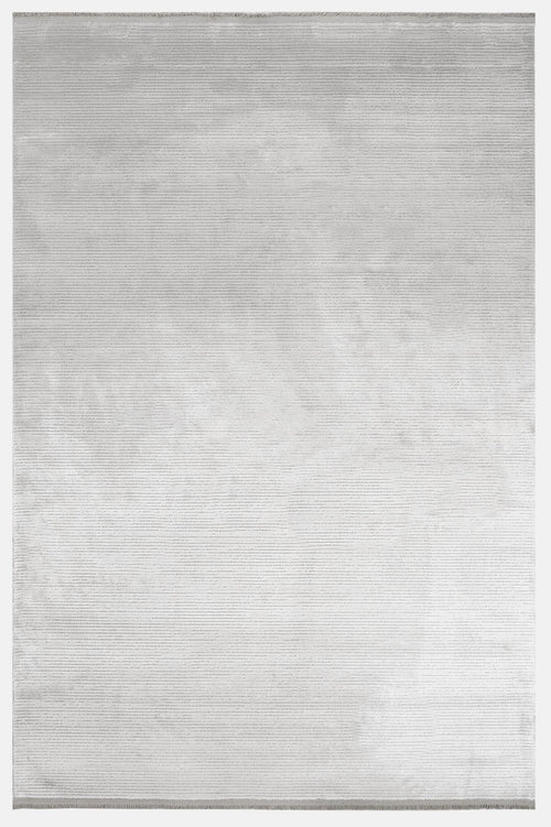 Grey Flat Area Rug - Machine Made Acrylic Rug With Fringed Edges, Non Slip Carpet