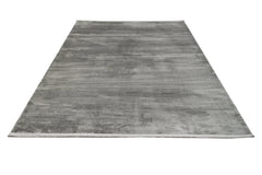Anthracite Area Rug – Machine Made Flat Weave Carpet With Fringed Edge