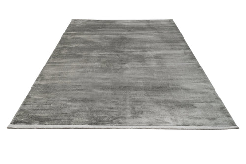 Anthracite Area Rug – Machine Made Flat Weave Carpet With Fringed Edge