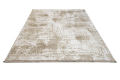 Modern Area Rug - Machine Made Cream Color Rug with Fringed Edge Carpet