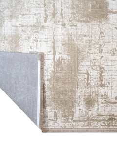 Modern Area Rug - Machine Made Cream Color Rug with Fringed Edge Carpet