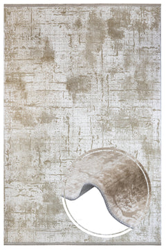 Modern Area Rug - Machine Made Cream Color Rug with Fringed Edge Carpet