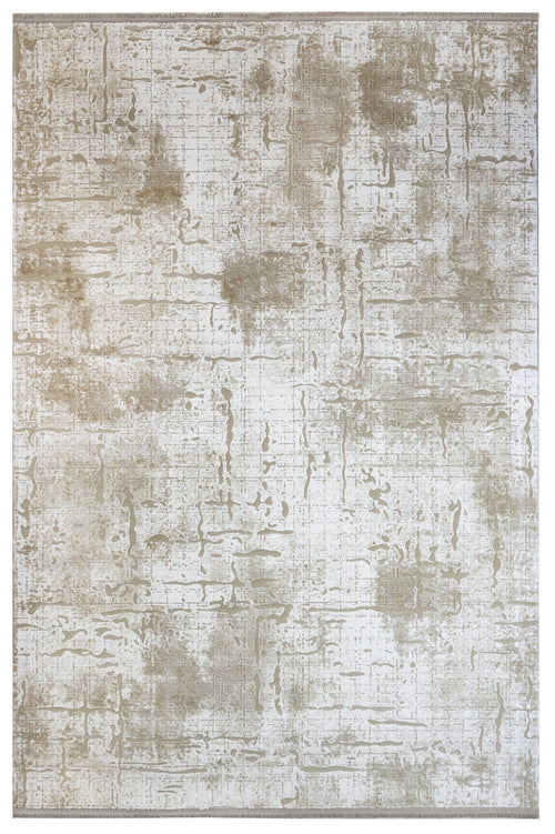 Modern Area Rug - Machine Made Cream Color Rug with Fringed Edge Carpet