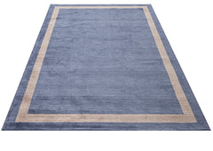 Axminster Machine Rug – Navy Blue Natural Viscose Floor Carpet Frame