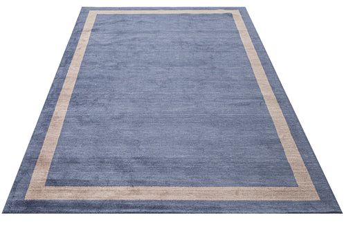 Axminster Machine Rug – Navy Blue Natural Viscose Floor Carpet Frame