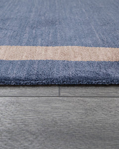 Axminster Machine Rug – Navy Blue Natural Viscose Floor Carpet Frame