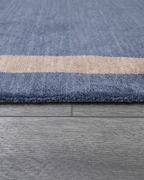 Axminster Machine Rug – Navy Blue Natural Viscose Floor Carpet Frame