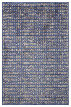 Natural Viscose Rug – Modern Navy Blue Area Rug with Axminster Weaving Technique