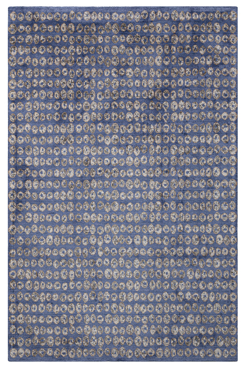 Natural Viscose Rug – Modern Navy Blue Area Rug with Axminster Weaving Technique