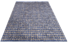 Natural Viscose Rug – Modern Navy Blue Area Rug with Axminster Weaving Technique