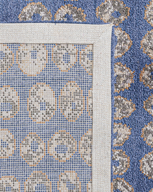 Natural Viscose Rug – Modern Navy Blue Area Rug with Axminster Weaving Technique