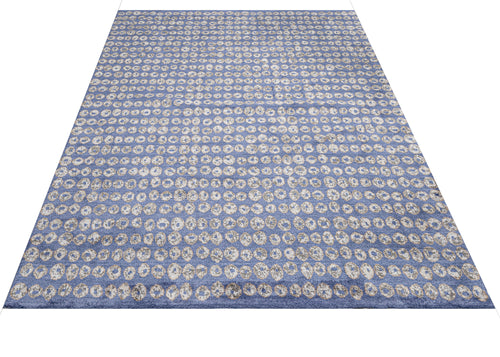 Natural Viscose Rug – Modern Navy Blue Area Rug with Axminster Weaving Technique