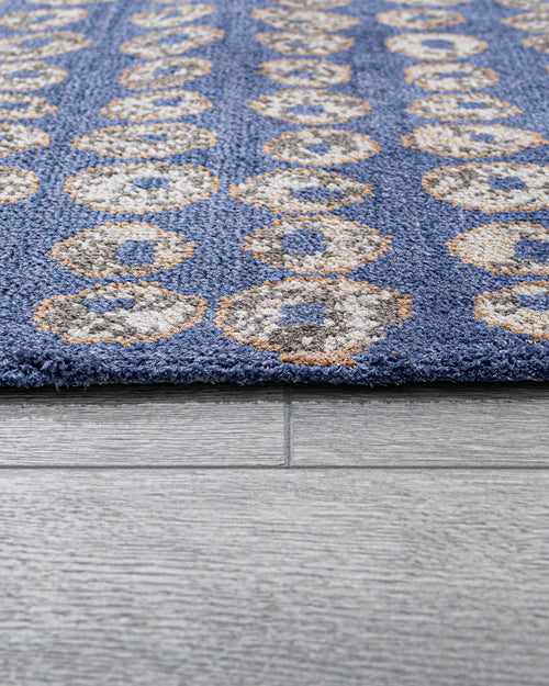 Natural Viscose Rug – Modern Navy Blue Area Rug with Axminster Weaving Technique