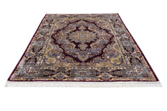 Burgundy Viscose Area Rug – Classic Machine Made Rug With Fringed Edges