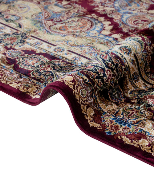 Burgundy Viscose Area Rug – Classic Machine Made Rug With Fringed Edges