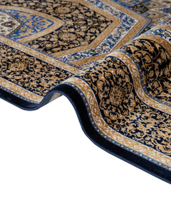 Classic Viscose Area Rug - Brown Machine Made Carpet with Fringed Edge for Living Room