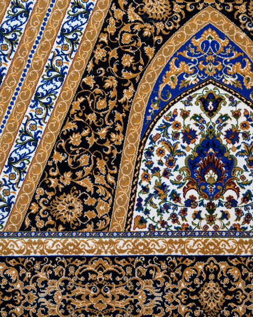 Classic Viscose Area Rug - Brown Machine Made Carpet with Fringed Edge for Living Room