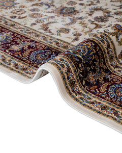 Burgundy Viscose Area Rug – Classic Machine Made Rug with Fringed Edge Carpet