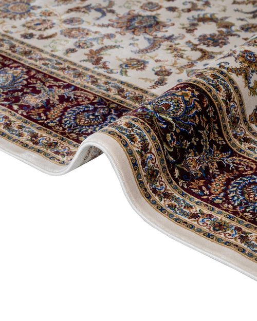 Burgundy Viscose Area Rug – Classic Machine Made Rug with Fringed Edge Carpet