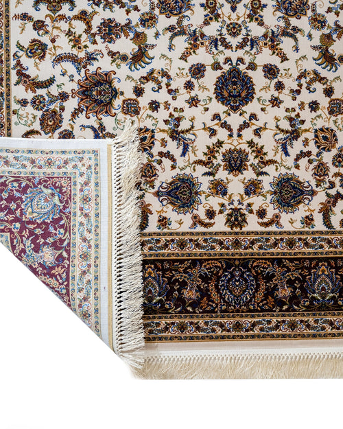 Burgundy Viscose Area Rug – Classic Machine Made Rug with Fringed Edge Carpet