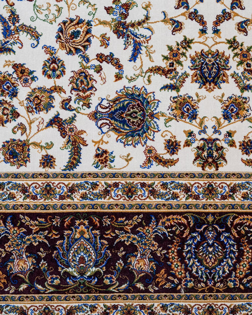 Burgundy Viscose Area Rug – Classic Machine Made Rug with Fringed Edge Carpet