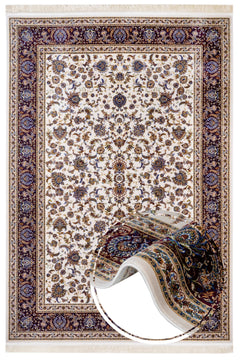 Burgundy Viscose Area Rug – Classic Machine Made Rug with Fringed Edge Carpet