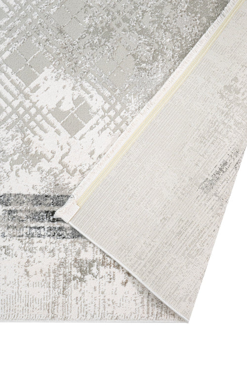 Grey Area Rug – Machine Made Cotton Frame Design Rug, Washable & Durable Floor Covering